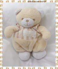 Doudou Peluche Ours Beige Et Blanc Rayures Grelot Tartine Et Chocolat
