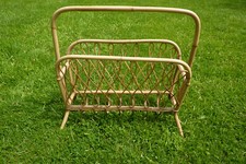 Vintage 1950s-60s Rattan and Bamboo Openwork Magazine Rack