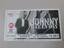 place ticket billet de concert Johnny Hallyday 1992 Bourg en Bresse 18 décembre 