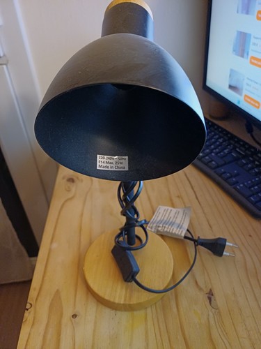 Lampe bureau noire bois - lampe,