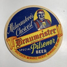 Braumeister Beer Coaster Milwaukee Wisconsin 3 1/2 Inch C 1950’s Nice