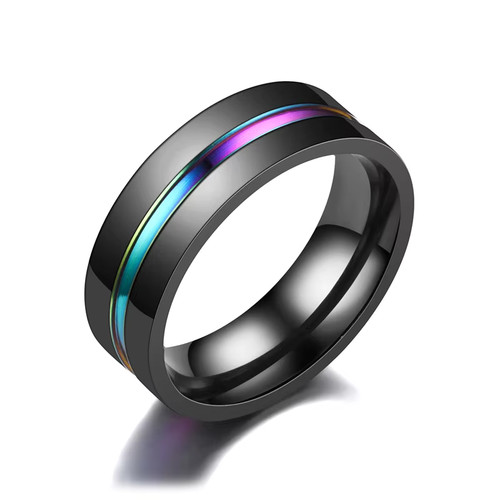 Bague titane noir mm - bague, pour