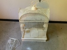 Vintage cutout Metal Bird House Cage Decoration white 17x11x25