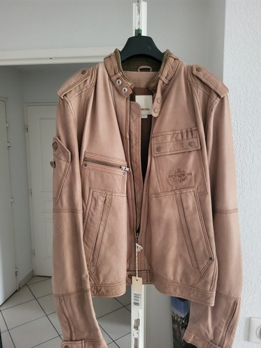 Diesel veste cuir beige homme