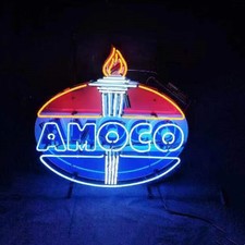 AMOCO Neon Sign Custom Wall Glass Shop Club Free Expedited Shipping 24"x20" 