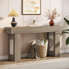 Tribesigns 63-Inch Long Console Table, Wooden Rectangular Sofa Table Behind T...