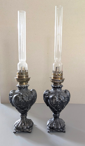 Paire lampes pétrole en - pétrole,