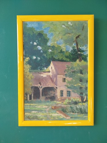 Tableau vieille maison - maison, lion