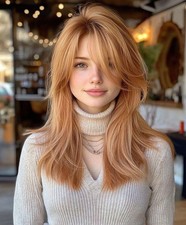 Copper Strawberry Blond Light Blonde Highlight 100% Human Hair Lace Front Wigs