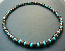 Collier de perles howlite Turquoise et Bois pour Homme
