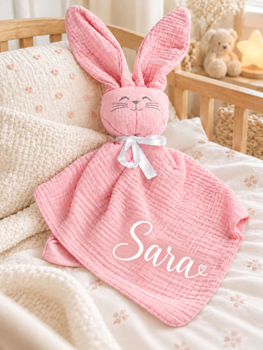 Doudou lapin rose pour bébé - doudou,