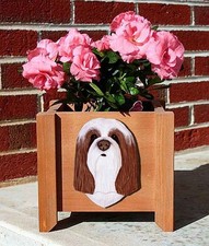 Pot De Fleurs Bearded Collie Marron Blanc