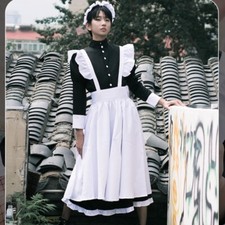 Hommes Mignon Soubrette Robe Manches Longues à Volants Lolita Serveuse Cosplay