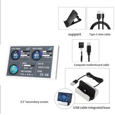 Écran secondaire IPS portable alimenté par USB 35 pouces pour extension d'ordi