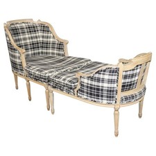 Gorgeous Paint Decorated French Louis XVI Chaise Daybed Circa 1940