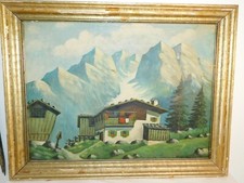 Peinture "Paysage Montagnard Avec Maison" Signée Ernst Gerhtor 1946!