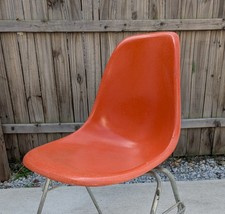 Vintage Eames For Herman Miller Orange Fiberglass Shell Side Chair Stacking