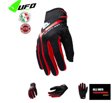Gants Motocross UFO Hayes Noir/Rouge Adulte Pour Off Road MX ATV Cross Enduro