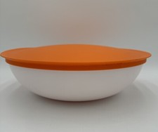 Tupperware Allegra Radiance Serving Medium 6 1/3Cup Bowl Orange White #62165 NOS