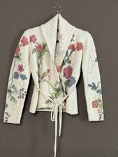 Oilily Sweater Cardigan Wool Floral Bage Women Size M