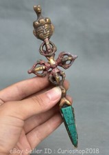 6.4" Old Chinese Bronze Inlay