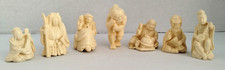 Mixed Lot of 7 Netsuke Figures Asian Miniature Resin Sculptures Oriental Vintage