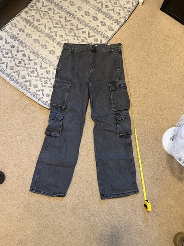Black baggy pacsun cargo jeans - black,