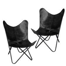 2Pcs Chaise Papillon En Cuir