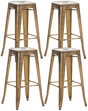 Lot de 4 tabourets de bar empilables chic Joshua Style industriel repose-pieds