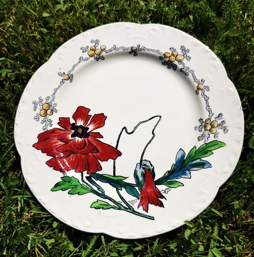 Superbe assiette coquelicot