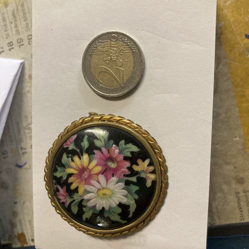 Broche limoges motifs floraux - limoges,