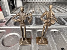 Saxophone & Guitar Player Figurines Metal Statues 7 3/4”