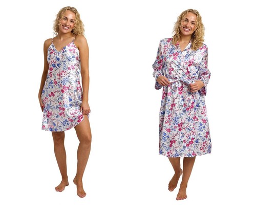 Chemise peignoir satin floral - chemise/peignoir,