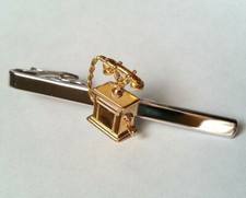 PINCE A CRAVATE vintage TELEPHONE ANCIEN doré et argenté