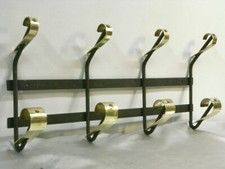 PORTE MANTEAU BRONZE FER FORGE DESIGN VINTAGE VESTIAIRE 8 PATÈRE PORTEMANTEAU