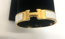 Hermès Clic H Bracelet White & Gold Tone For Women