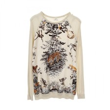 HERMES Twill Laine EQUATEUR knitwear sweater silk cashmere Beige Used Women 34