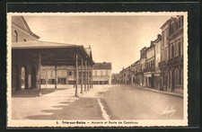 Old postcard Trie-sur-Baise, Awnings and Route de Castelnau 