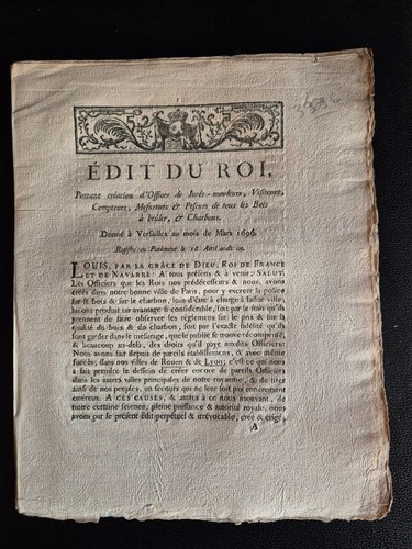 édit roi 1696 1767 bois - roi,