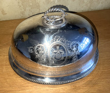 Antique Silver Plated Engraved B'Ham  Elkington & Co Dome Meat/Food Cover Cloche