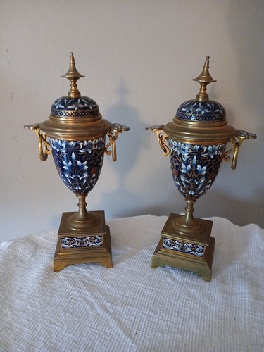 Vases emaux champlevé - emaux,