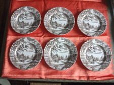6 Anciennes assiettes plates "ENGLISCH STYLE brun beige Lunéville 