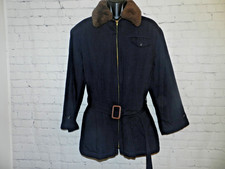 Polo Ralph Lauren Navy Mouton Fur Collar Coat w/ Belt Size Medium