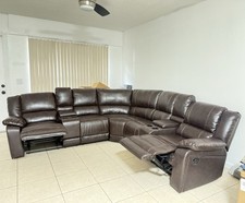brown leather sectional couch used 