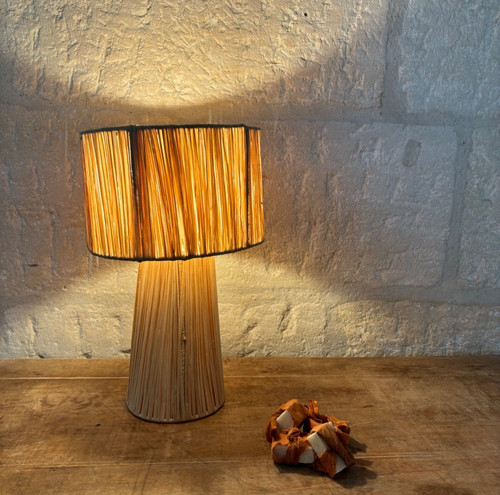 Grande lampe raphia - lampe, en