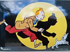 TINTIN and Snowy Enamel Sign No Spirou Blake Mortimer Lucky Luke Enamel Plaque