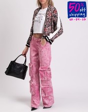 RRP €511 ZADIG & VOLTAIRE Crepe Bomber Jacket Size XS Pink Lightweight Full Zip