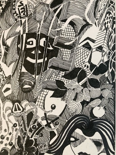 Très beau dessin cubisme 1990 - très,