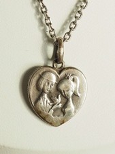 COLLIER PENDENTIF ARGENT MASSIF LES AMOUREUX DE PEYNET ANTIQUE HEART SILVER PEND