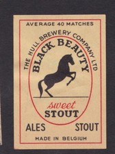 Antique Tag Belgium BN132323 Black Beauty Horse Brown Beer Match